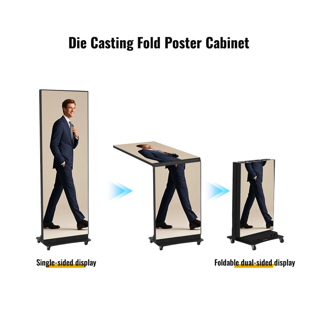 Screen Foldable And Movable Indoor Die-Cast Aluminum Poster Screen For Outdoor Shopping Mall Advertising Display