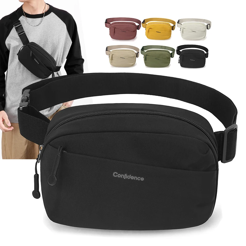 

Durable Canvas Chest Bag Portable Zippered Waist Pack Unisex Shoulder Sling Pouch Casual Sporty Crossbody for Travel Running