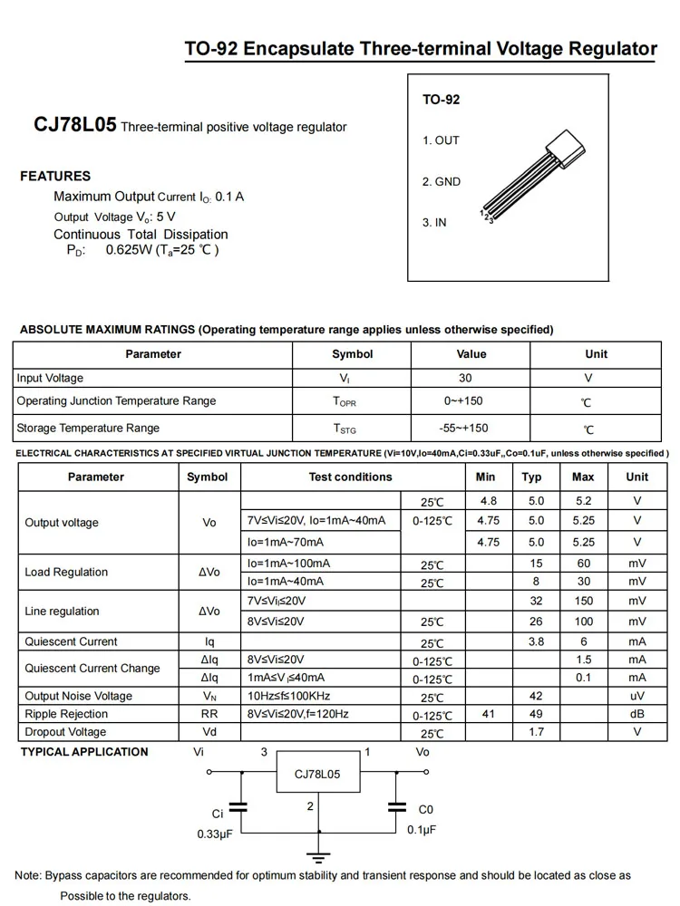 20PCS 78L05 TO-92 package input 30V output 5V 100mA linear three terminal regulator (LDO) transistor