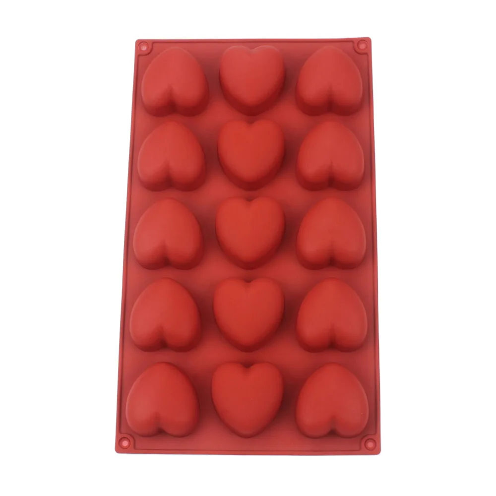 New Arrival 15 Hole Romantic Heart Shape Silicone Chocolate Mold DIY Pudding Jelly Cake Mold Cake Decoration Kitchen Baking Tool