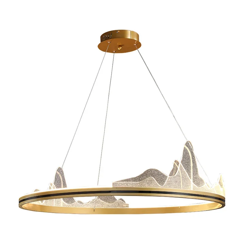 

Нордическая Минималистичная акриловая Потолочная люстра Snow Mountain, Геометрическая Круглая Люстра для гостиной, лобби, спальни, светодиодное освещение