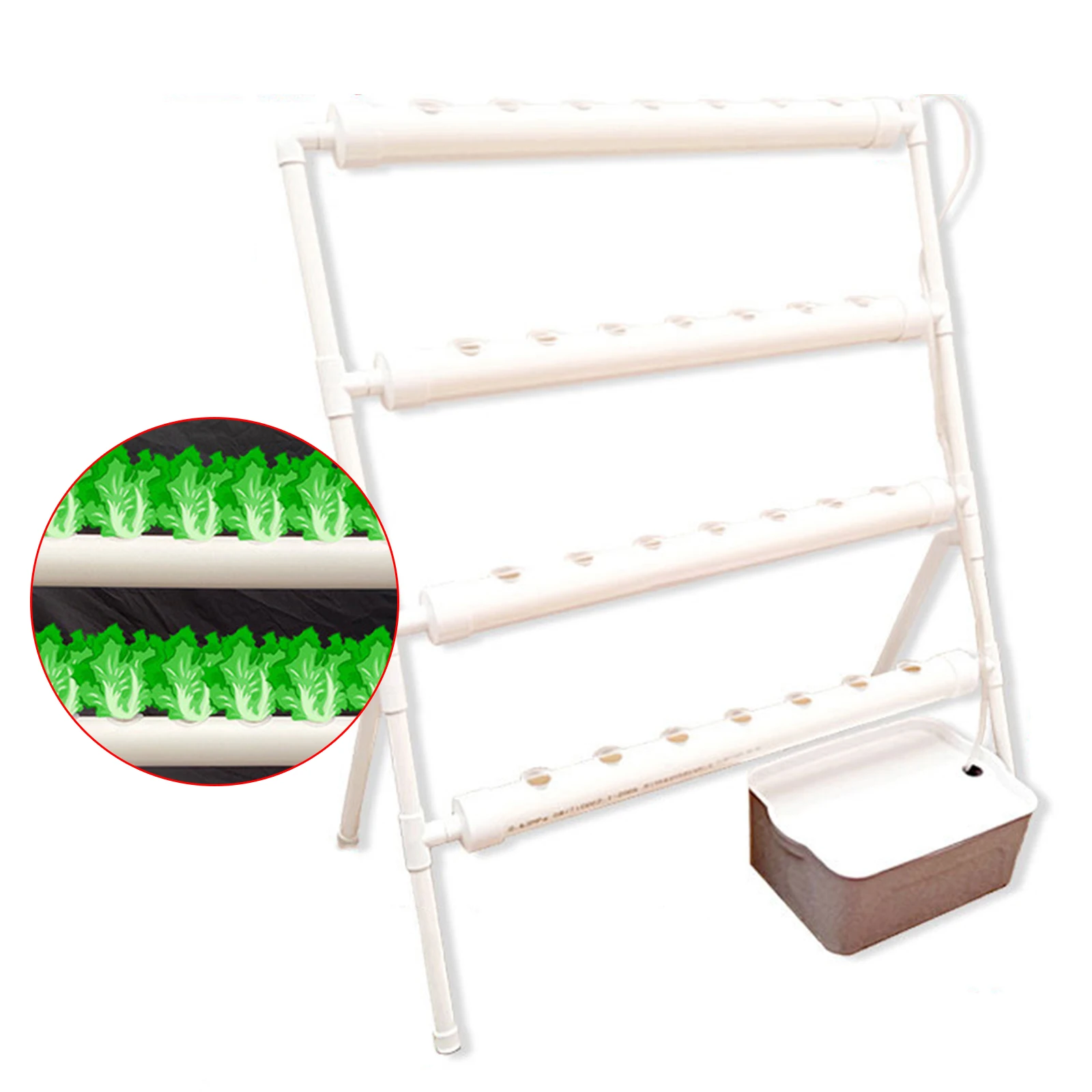 Hydroponic Grow Kit 36 Holes 4 Pipes - Hydroponic Plant System PVC Hydroponic Pipe Home Earthless Plant Growing Systems