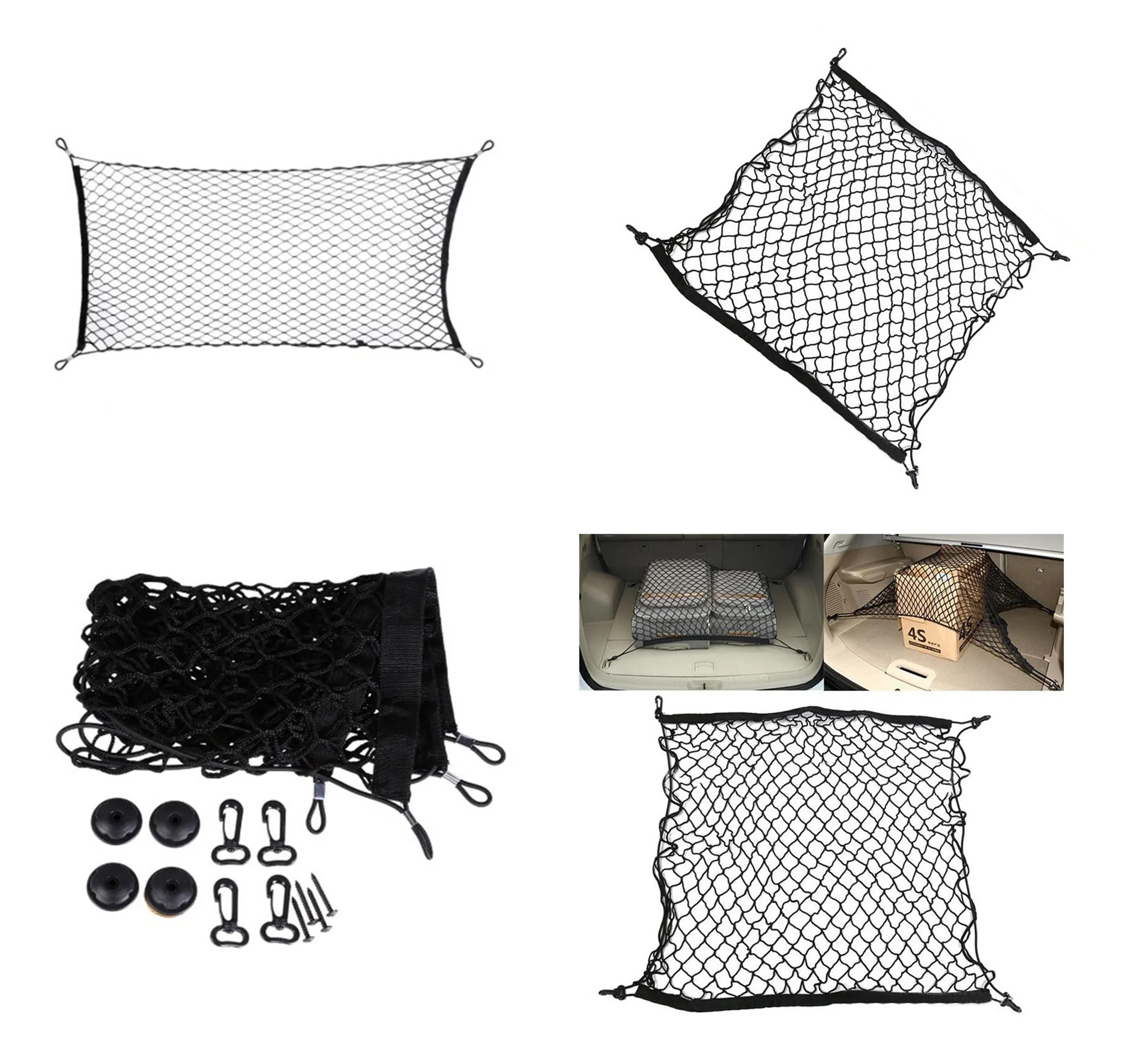 

Car Back Rear Mesh Trunk Seat Elastic String Net Universal Storage Bag Pocket Cage Auto Organizer Seat Back Bag