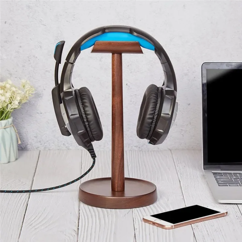 

Solid Wood Earphone Bracket Creative Head-mounted Computer Headphone Holder Headset Storage Rack Desktop Placement Hanger