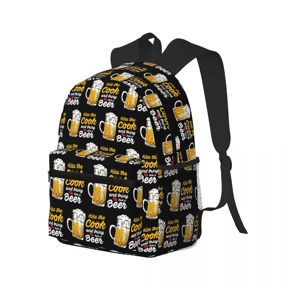 

Kiss The Cook And Bring Him A Beer Student Backpack School Bag Hiking Travel Daypack for Boys Girls Bookbag Shoulder Bags