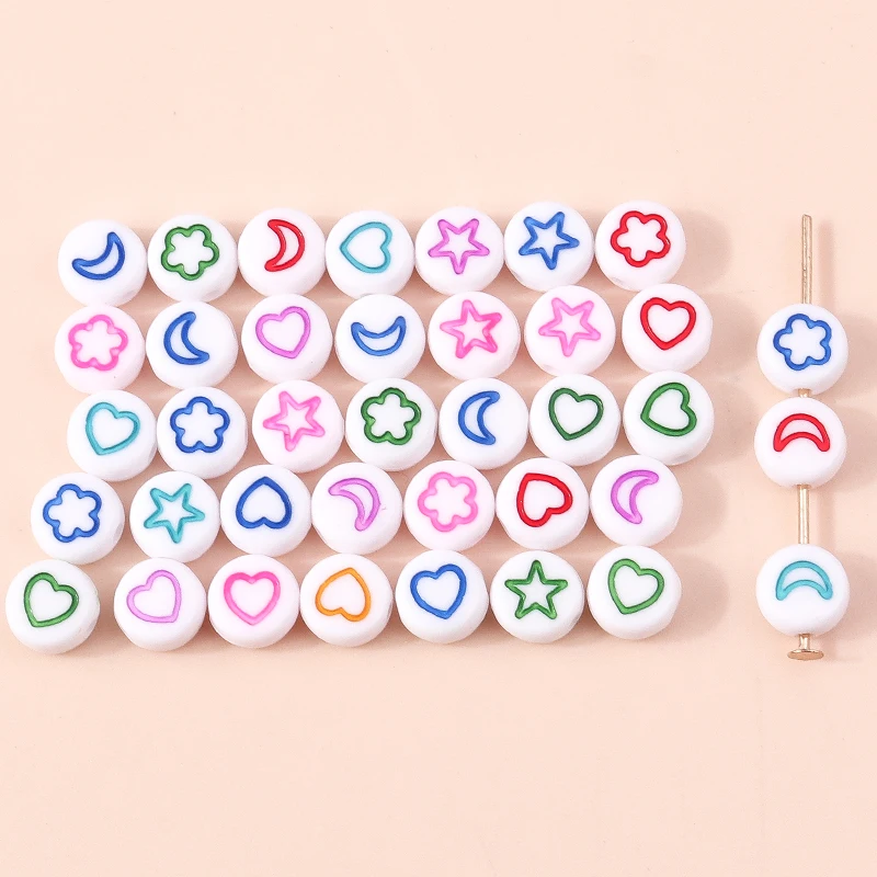 100pcs Cartoon Moon Star Heart Smile 26 Letters Polymer Clay Spacer Beads For Jewelry Making Handmade Diy Bracelet Necklace