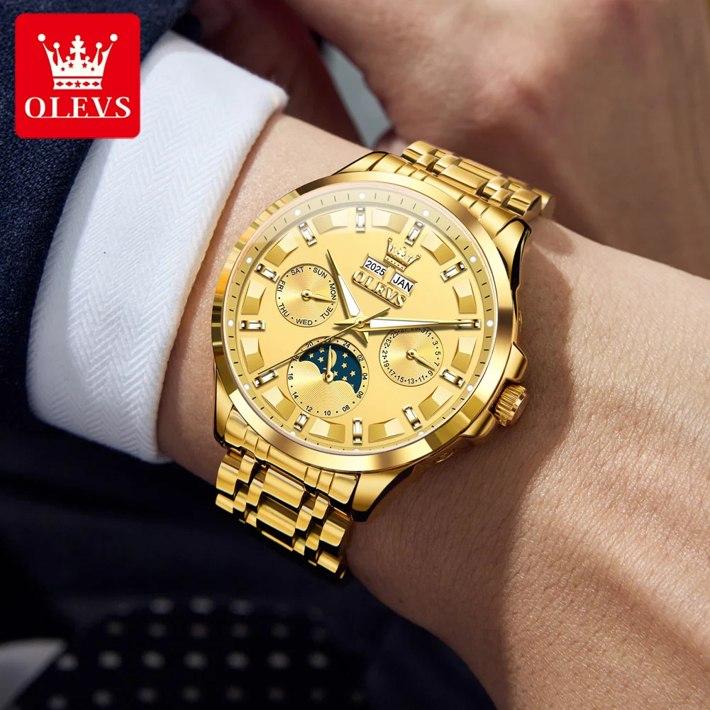 

OLEVS 7070 Men's Watch Fashion Sapphire Mirror Mechanical Watch For Men 45mm Big Dial Waterproof Hollow Automatic Wristwatch