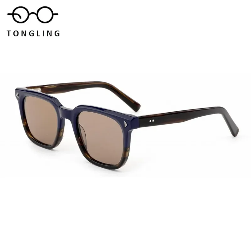New Retro Men Fashion Large-Framed Acetate UV Protection Personalized Driving SunglassesHigh-Quality Handcrafted Women Glasses