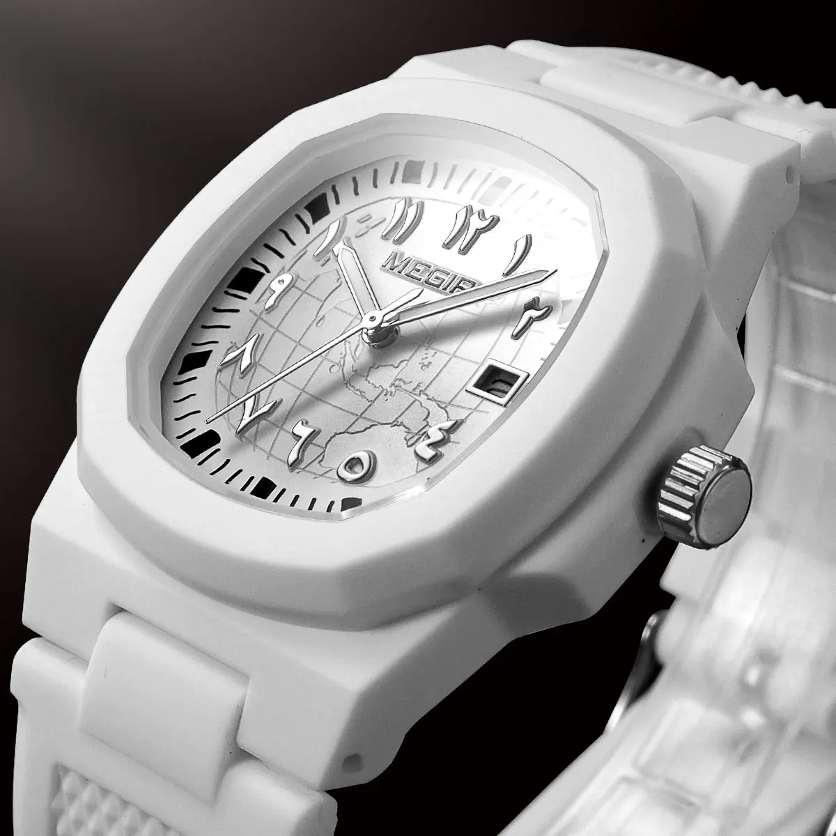 

MEGIR квадратные роскошные мужские часы с арабскими цифрами, светящийся календарь с датой, силиконовый ремешок, мужские спортивные кварцевые наручные часы для мужчин