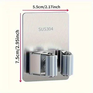 1/3-piece set of no-drill bathroom storage tools, stainless steel mop hook rack, strong adhesive broom hook rack