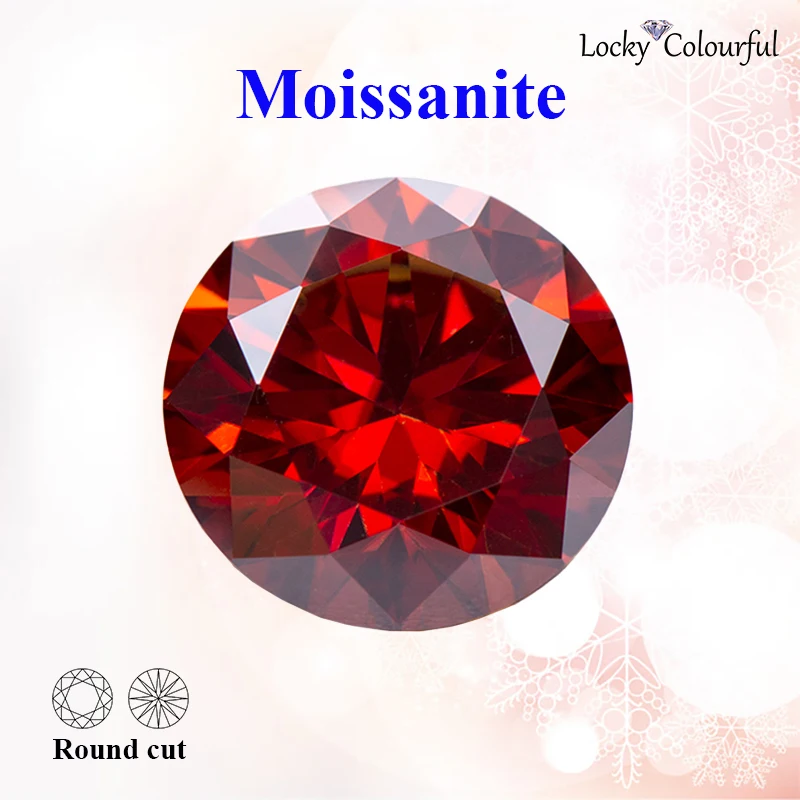 

Moissanite Round Cut Wholesale Garnet Color Charms Pass Diamond Test for DIY Jewelry Making Rings Materials with GRA Certificate