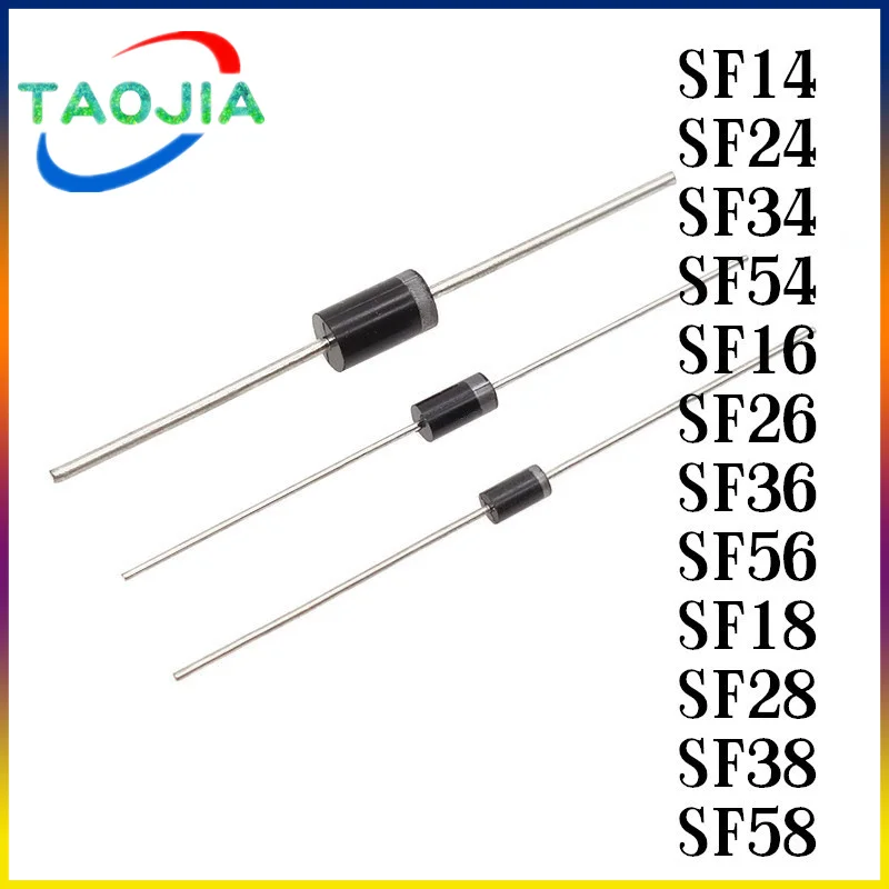 50PCS SF14 SF24 SF34 SF54 SF16 SF26 SF36 SF56 SF18 SF28 SF38 SF58 DIP super fast recovery diode 400/600V 1A2A3A5A