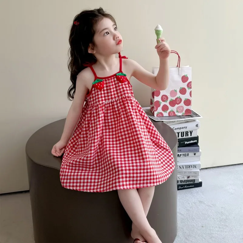 Girls' dress summer 2026 new children's princess summer beach countryside style baby girl suspender dress