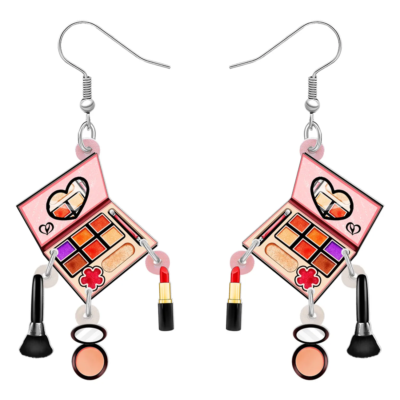 BONSNY Acrylic Novelty Colorful Eye Shadow Makeup Sets Drop Dangle Earrings Jewelry For Women Girls Friend