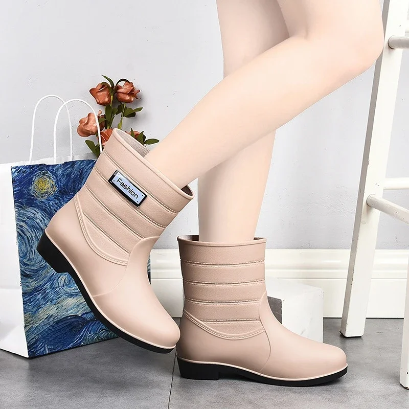 Sapatos De Chuva De Borracha Impermeável Para Mulheres, Galochas Slip-On Conforto, Sapatos De Água De Jardim
