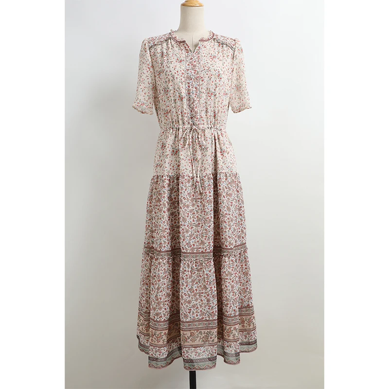 Ele Stampa floreale ort Sve Dr Papillon snellente estivo da donna Island Home Dr Fre Sle Gonna a trapezio Dr