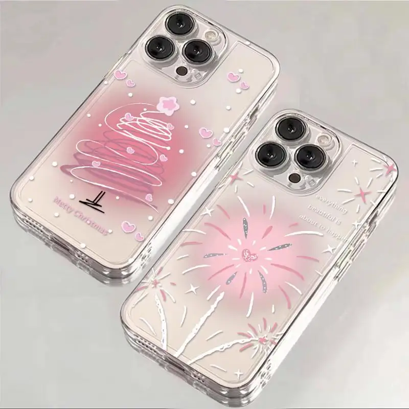 For Samsung Galaxy A05 A05S A7 2018 A25 A15 A05 A22 A13 A32 4G A04E A03 Core A04 A24 Case Cover Clear Christmas Tree Gift Case