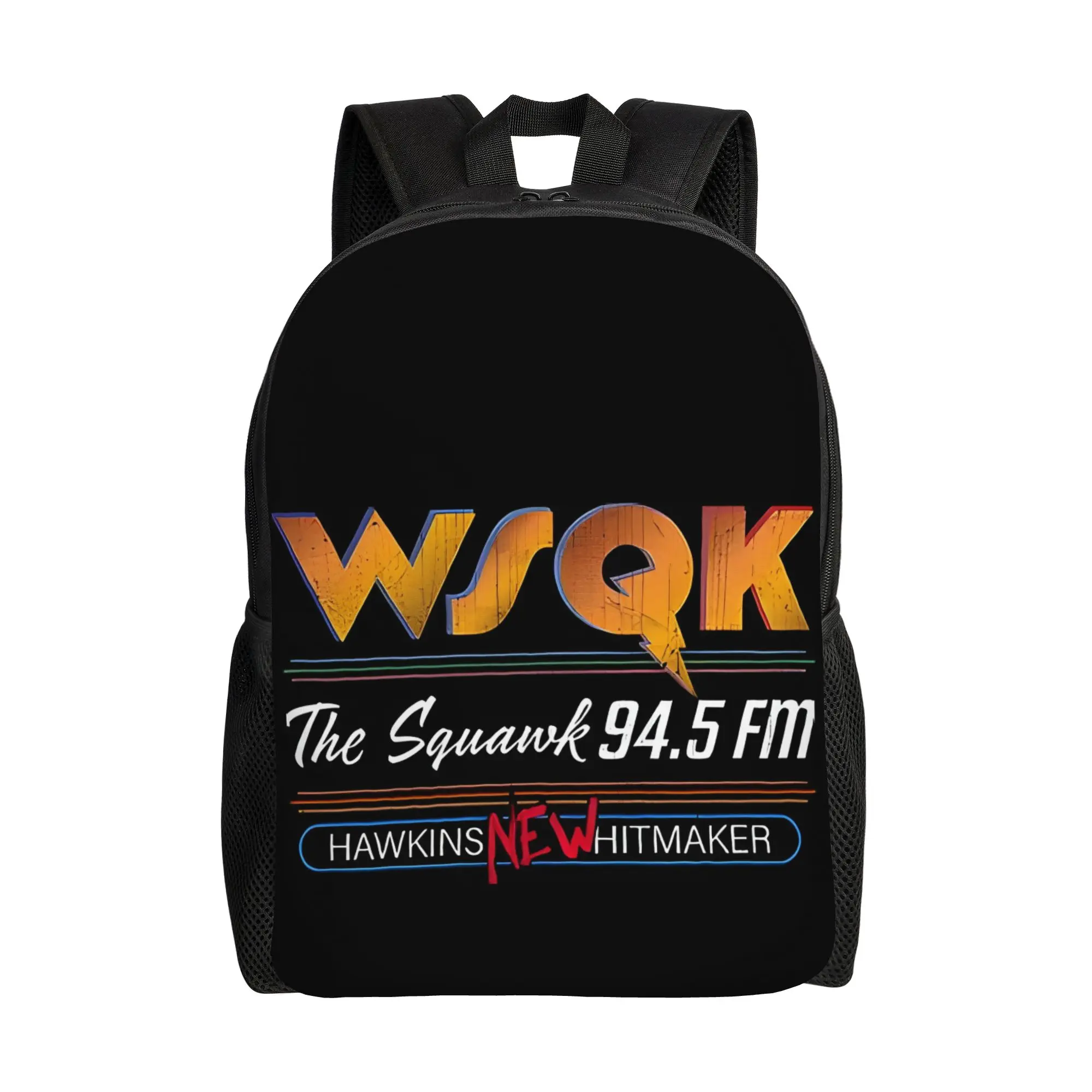 Back to school season Wsqk The Squawk Radio  Hawkins Underground Re Backpack WSQK High School Students Adjustable Strap Backpack