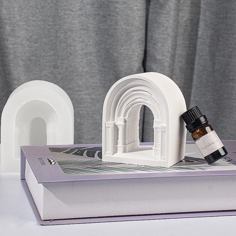 القلعة نشر الحجر قالب من السيليكون SetDIYHandmade الجص المعطرة شمعة سيارة زخرفة أداة تجليخ #3