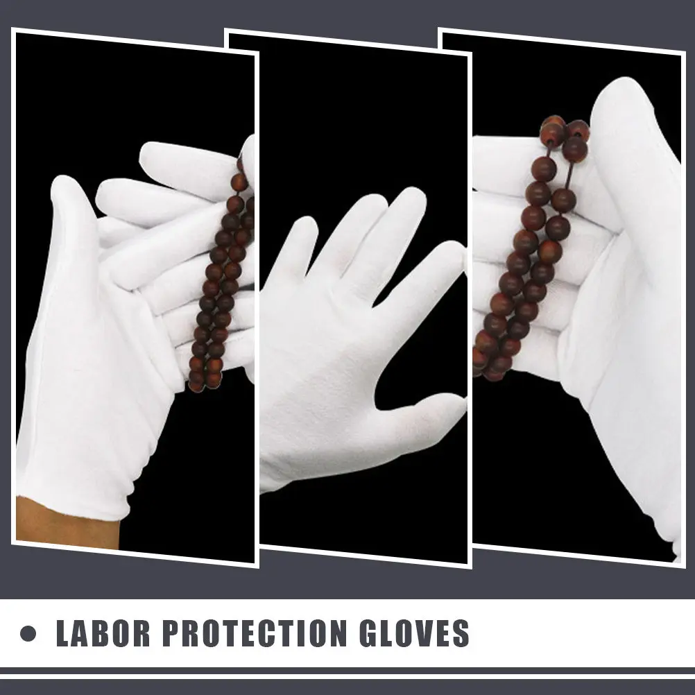 

12Pairs Protective Cotton Work Gloves Thickened Wear-Resistant Breathable Hand Protection for Gardening Cleaning Jewelry