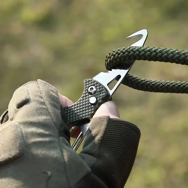 Mini Folding Knife Keychain Pocket Knife Stainless Steel Ultra Sharp Portable for Hunting Camping Outdoor EDC Gear Lightweight - view 6