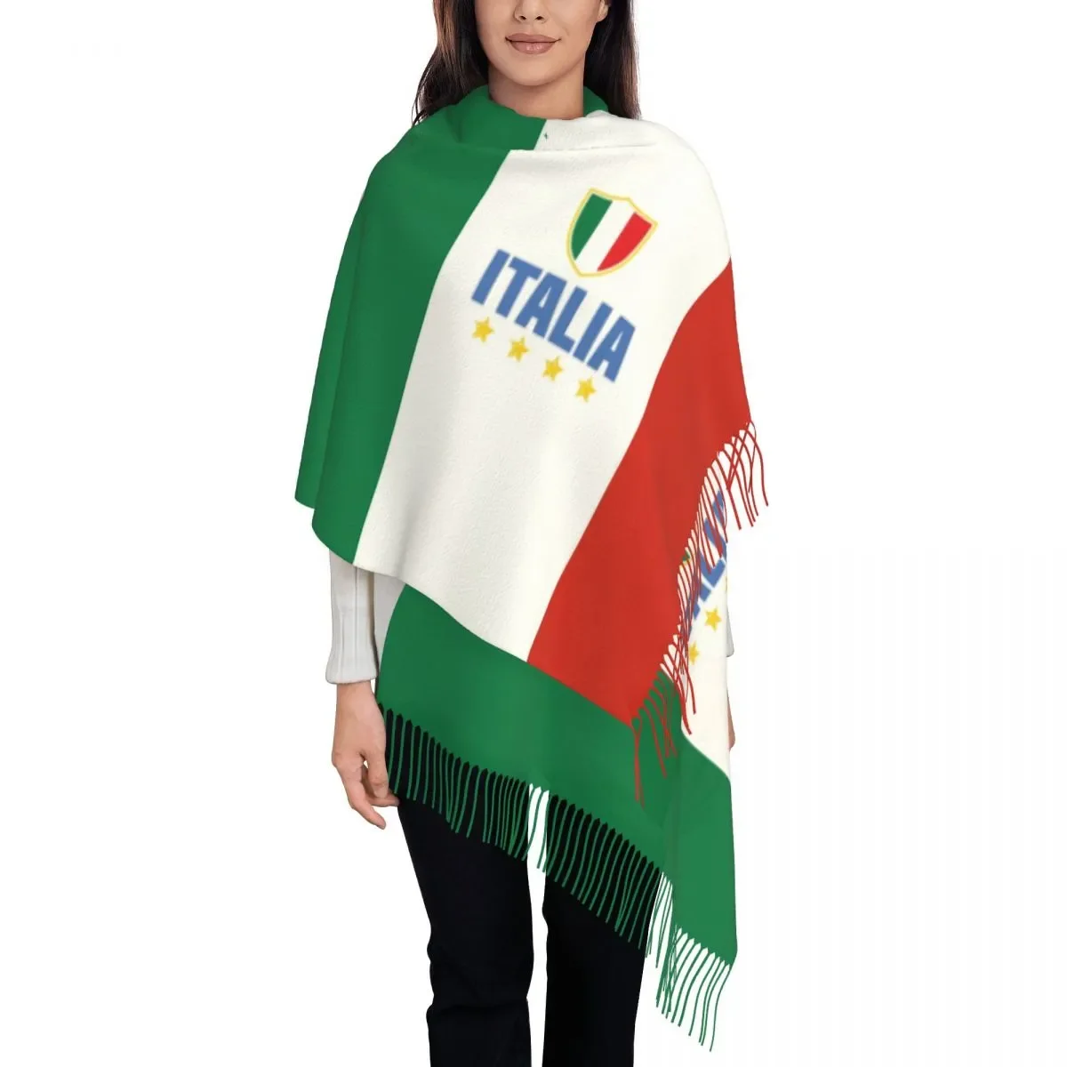 Flag Of Italy Scarf Wrap Women Long Winter Fall Warm Tassel Shawl Unisex Scarves