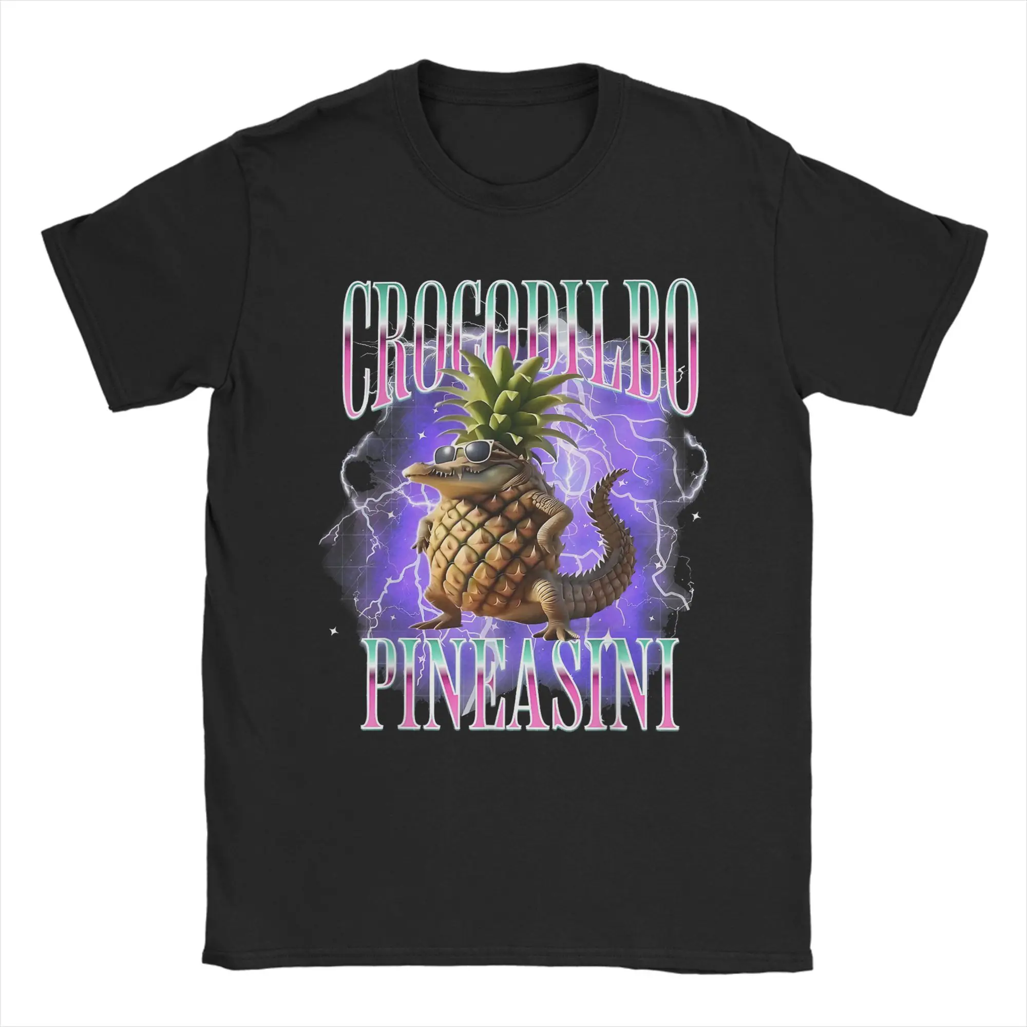 

Men's Crocodilbo Pineasini Italian Brainrot Meme T Shirts Cotton Tops Funny Short Sleeve O Neck Tees Original T-Shirts