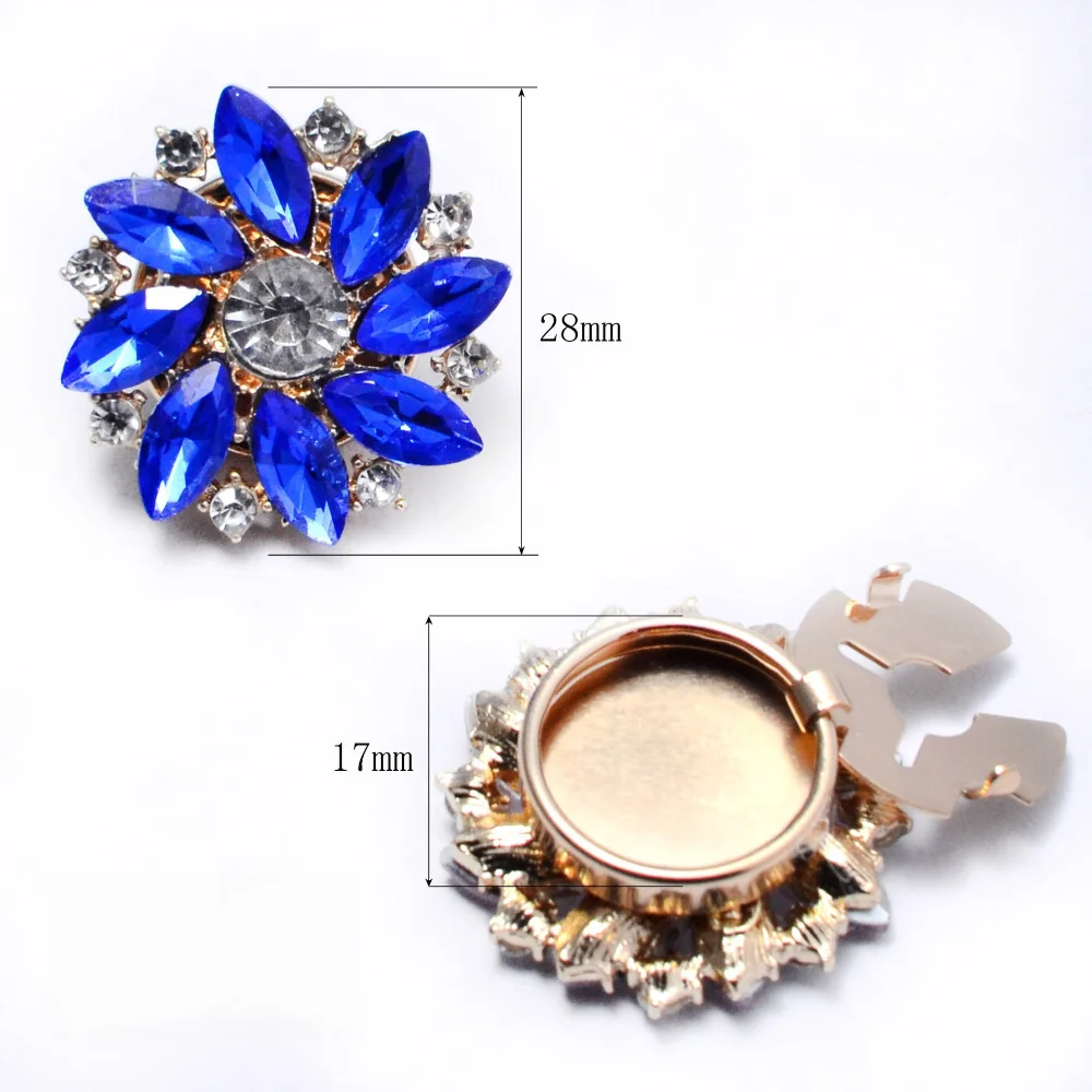 Multi Colored Crystal Flower Cluster Brooch Button Cover Gift Box Cufflink Storage Box Overcoat Suit Accessory Gift