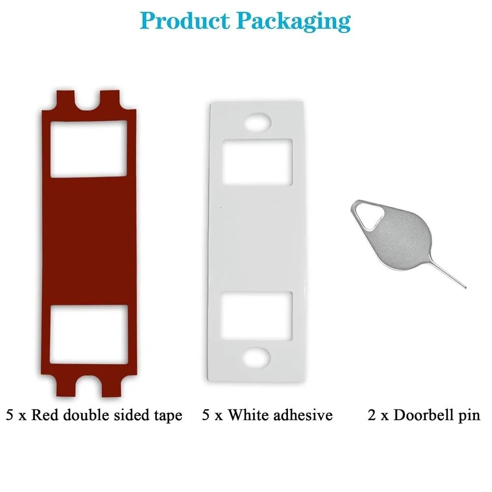 Video Doorbell Tape White Tape 15x4.8cm No Drill Doorbell Strong Adhesion Tape Damage Free Install Metal Release Key