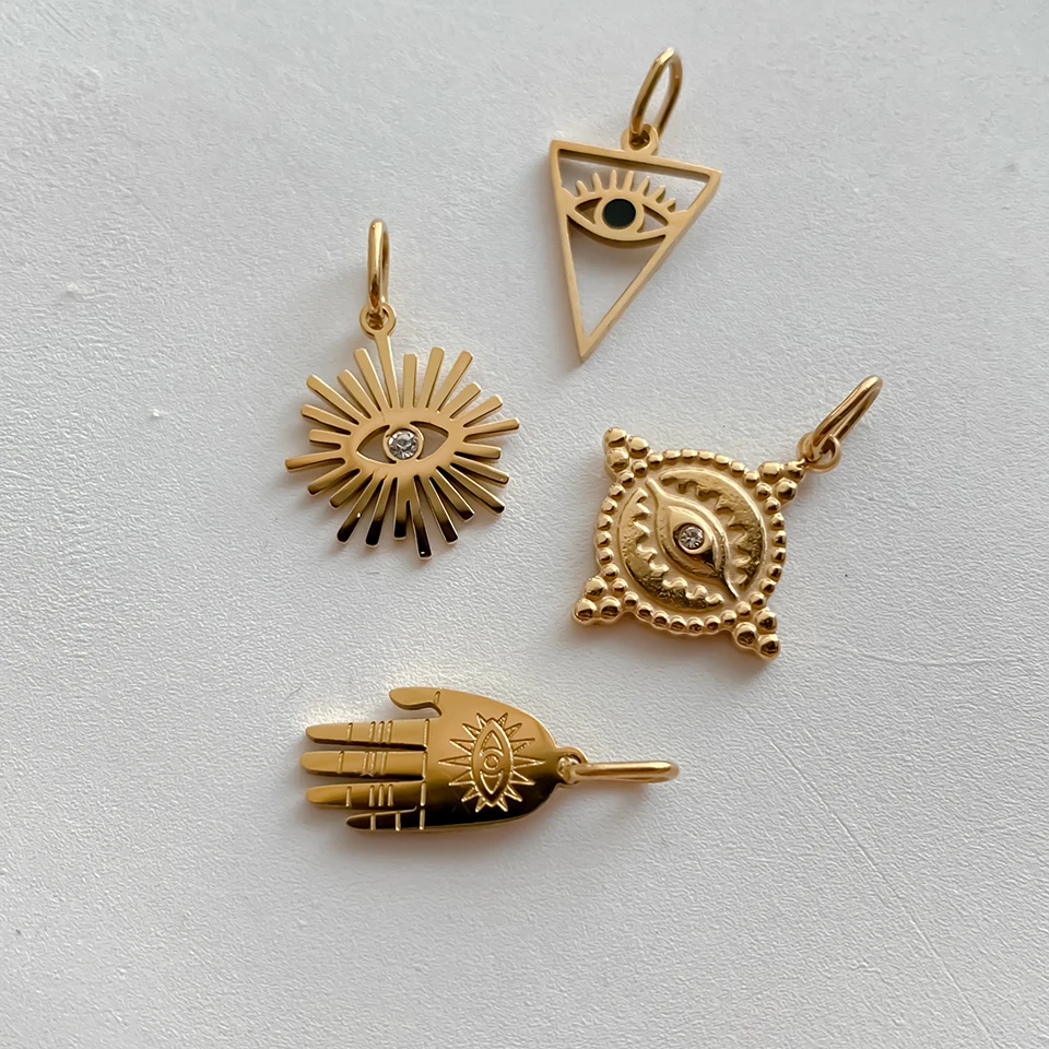 EMANCO Edelstahl Böses Auge Runder Kunstperlen-Anhänger Handgefertigte Halskette Armband DIY Schmuckherstellung Zubehör – Detail 8