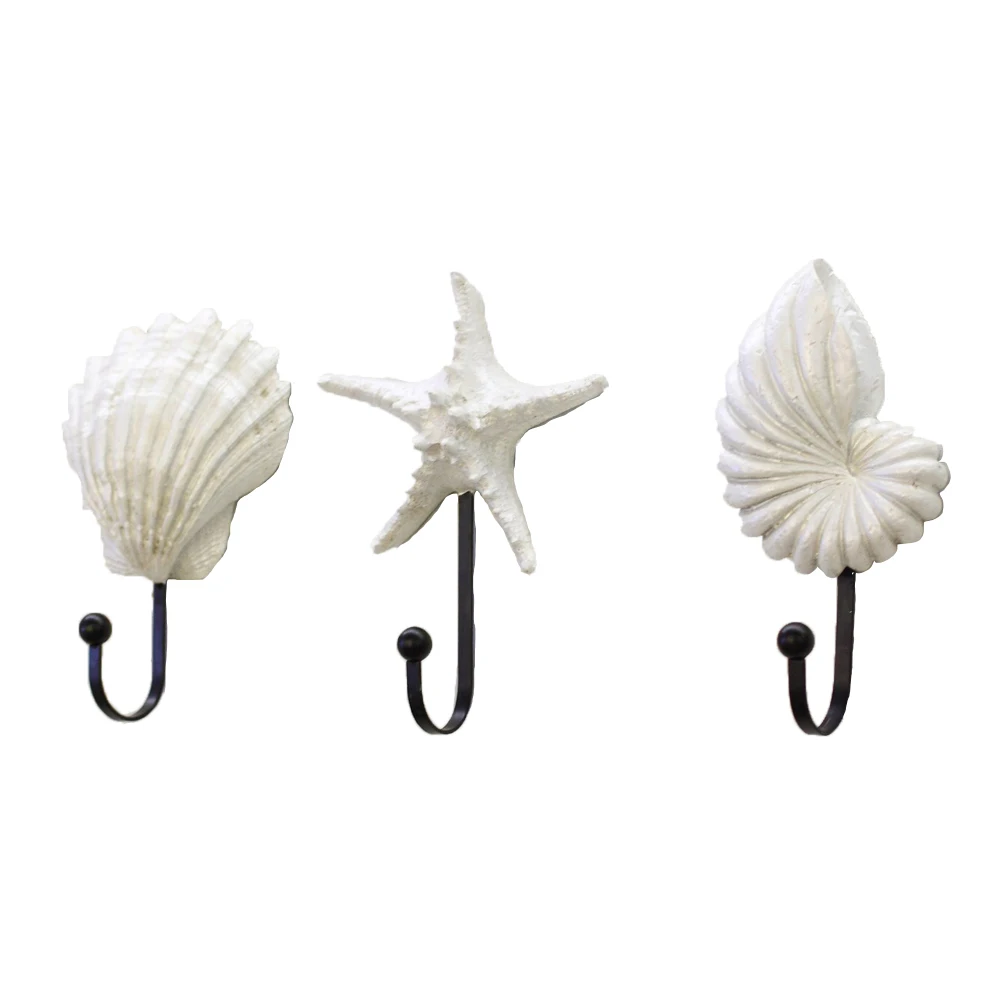 

3 Pcs Resin Hooks Heavy Duty Mediterranean Style Bedroom Kitchen Bathroom Office Universal Hanger Hooks Clothes Storage Wall