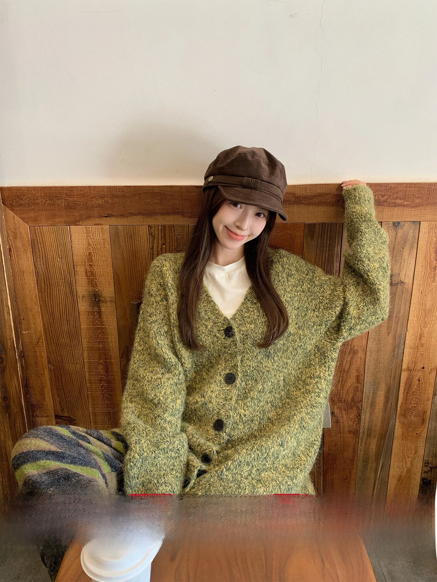 

Morning Bloom Yarn Flower Tead Свободный ленивый женский осенне-зимний вязаный свитер Открытый кардиган Повседневный топ