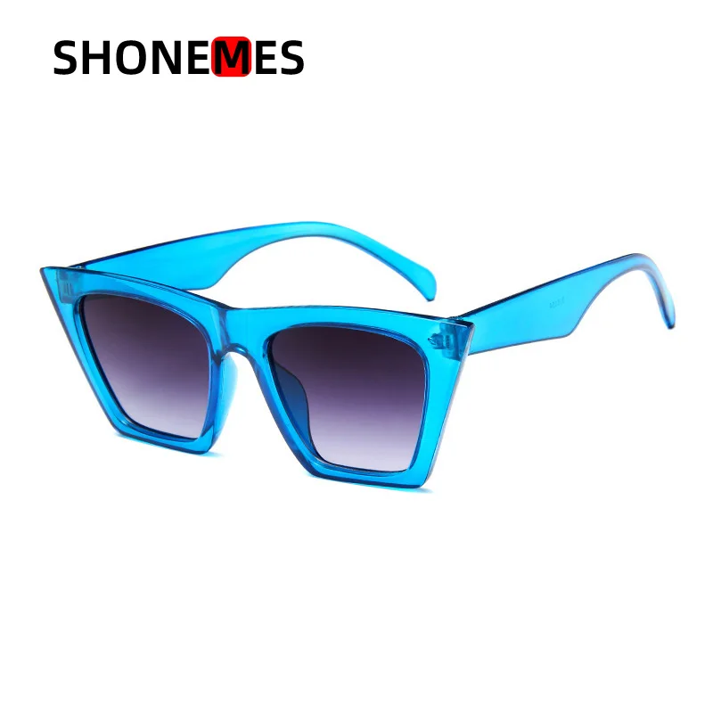 Shonemes Cat Eye Sunglasses Stylish Oversized Sun Glasses Outdoor UV400 Shades Blue White Black for Women