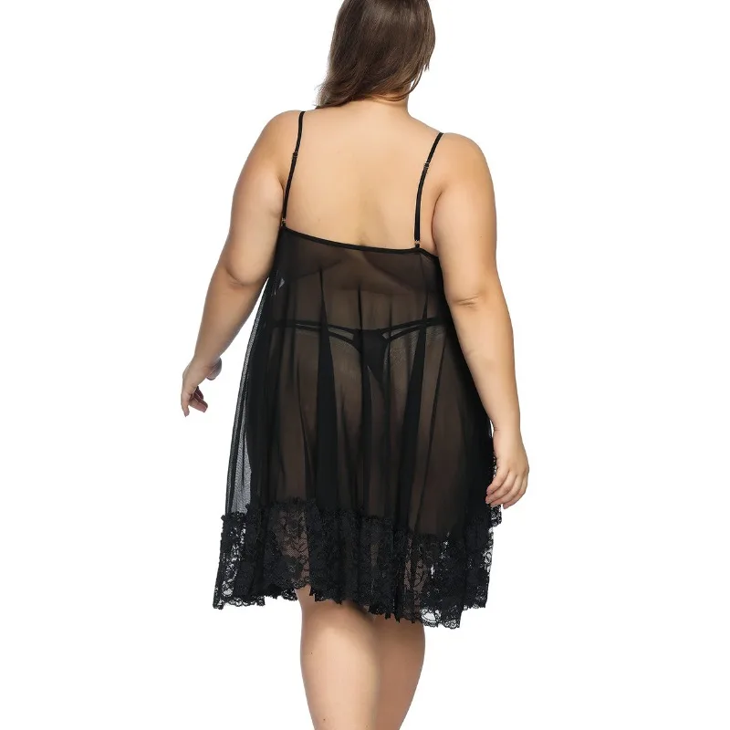 Camisón de talla grande con tirantes para mujer, lencería Sexy de S-7XL, ropa de dormir para casa, club nocturno, pijama