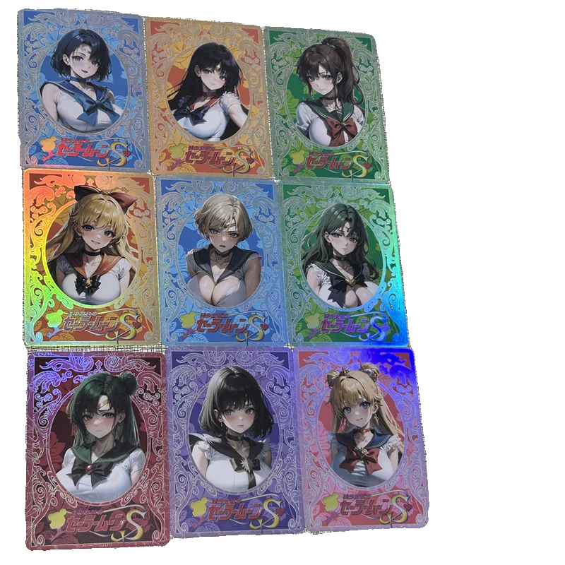 9pcs/set Sailor Moon Self-control Color Flash Collection Card Signature Card Transaction Cards Anime Cartoon Gift