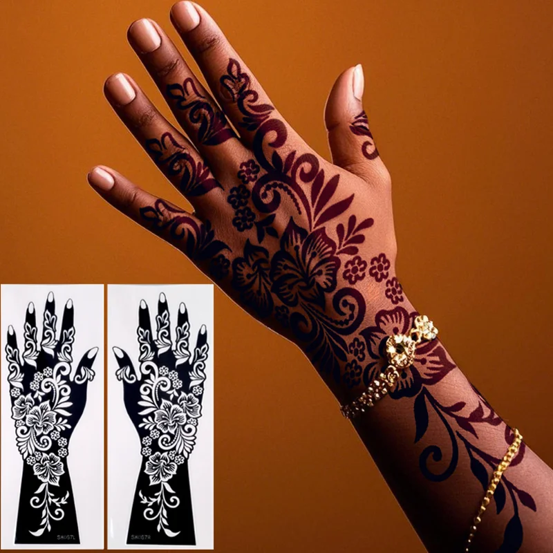 Hand Back Arm Hollow Tattoo Stencil Hand Drawn Haina Tattoo Template Semi Permanent Tattoo Pattern Sticker Body Art Tattoos