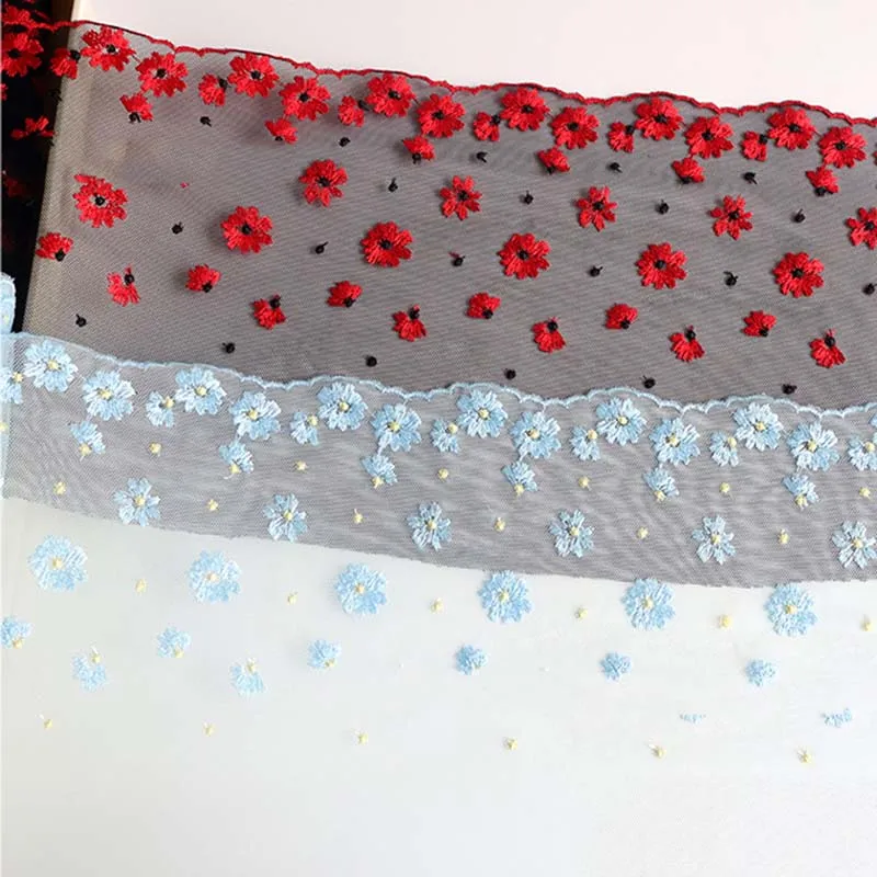 15Yards Floral Mesh Embroidered Lace Trims for DIY Sofa Cushion Curtain Clothing Wedding Tulle Decorative Edge Material