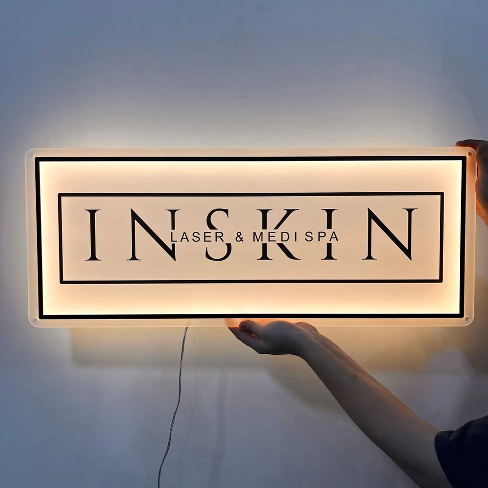 Custom Logo Neon Signs Business Personalized Floating Acrylic Business Sign Metal Acrylic LED Backlit Illuminated Decor Signs