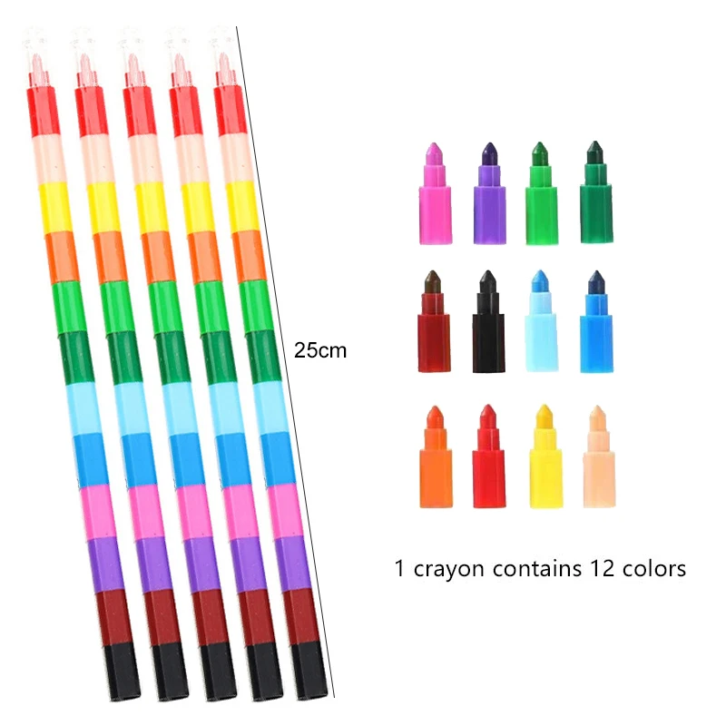 12Colors Crayon Rainbow Building Blocks Painting Pens School Office Drawing Birthday Party Gift Kindergarten Carnival Gifts TMZ
