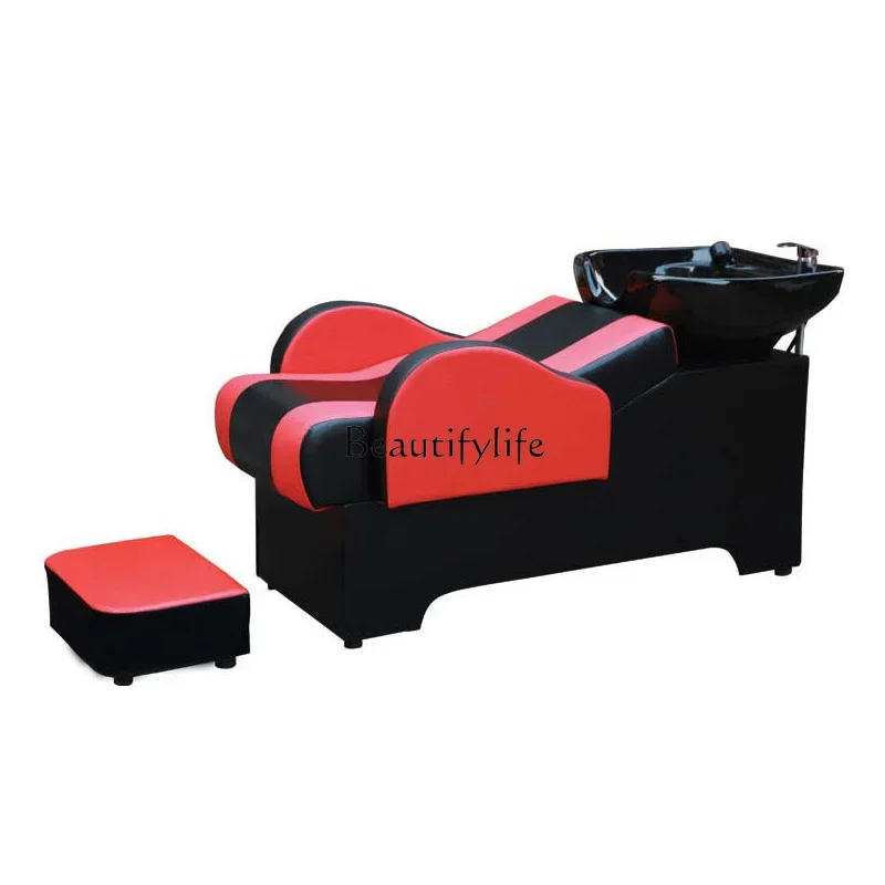 

02Barber Shop Shampoo Chair for Hair Salon Flushing Bed Half Lying Simple Ceramic