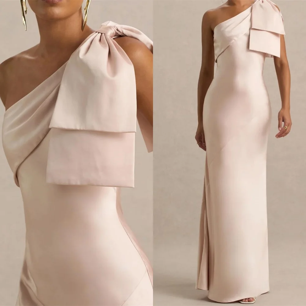 

Customized Modern Satin Evening Dresses Exquisite One Shoulder Sleeveless Homecoming Dresses Charming Special Occasion Gowns