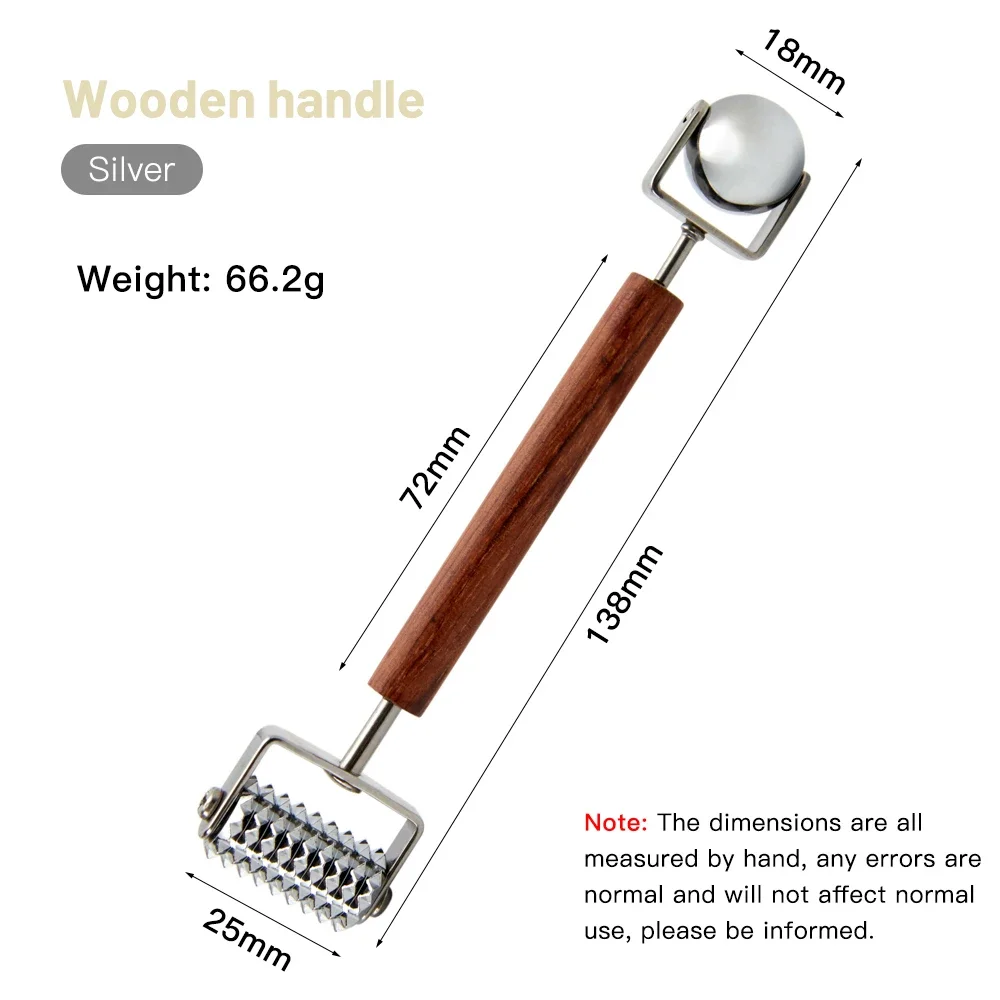 Stainless Steel Pointed Roller Double Head Jade Roller Wooden Handle Gua Sha Facial Massager for Face Neck Eye Beauty Skin Care view 4