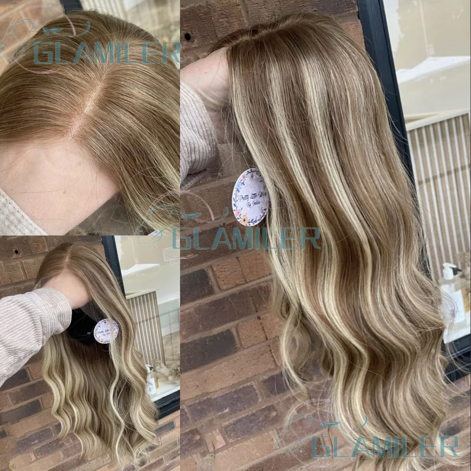 

#8/613 Highlight Balayaga Human Hair Body Wavy 13x4 Lace Front Wigs Pre Plucked Brazilian 180% Density #613 Made Full Lace Wigs