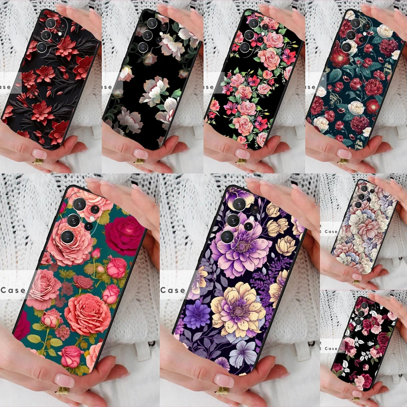 Midnight Floral Bouquet Phone Cover Case for Samsung Galaxy S26 Ultra S20 FE Note 10 S24 S23 S21 S25 Plus S22