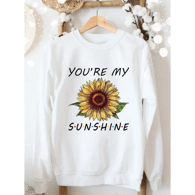 Women's Slim Fashion Print Sunny White Hoodie Aesthetic  Women Clothing  Sweatshirt  Sweatshirts  Streetwear Women