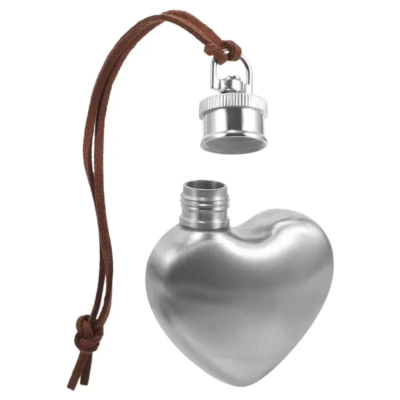 1oz Stainless Steel Hip Flask Heart Shaped Wine Pot Outdoor Portable Whiskey Vodka Flask Alcohol Drinking Pocket Bottle