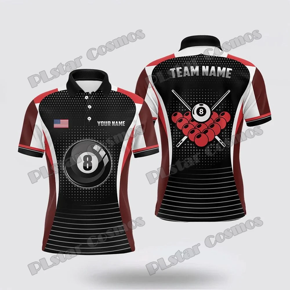 Fun Billiards Atoms Red Black Gradient Personalized Name 3D Printed Men's Polo Shirt Summer Unisex Casual Polo shirt WK215