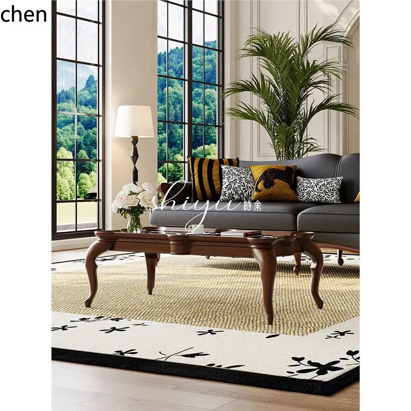 HXL Coffee Table American Retro Coffee Table Solid Wood Rectangular Living Room Home Use