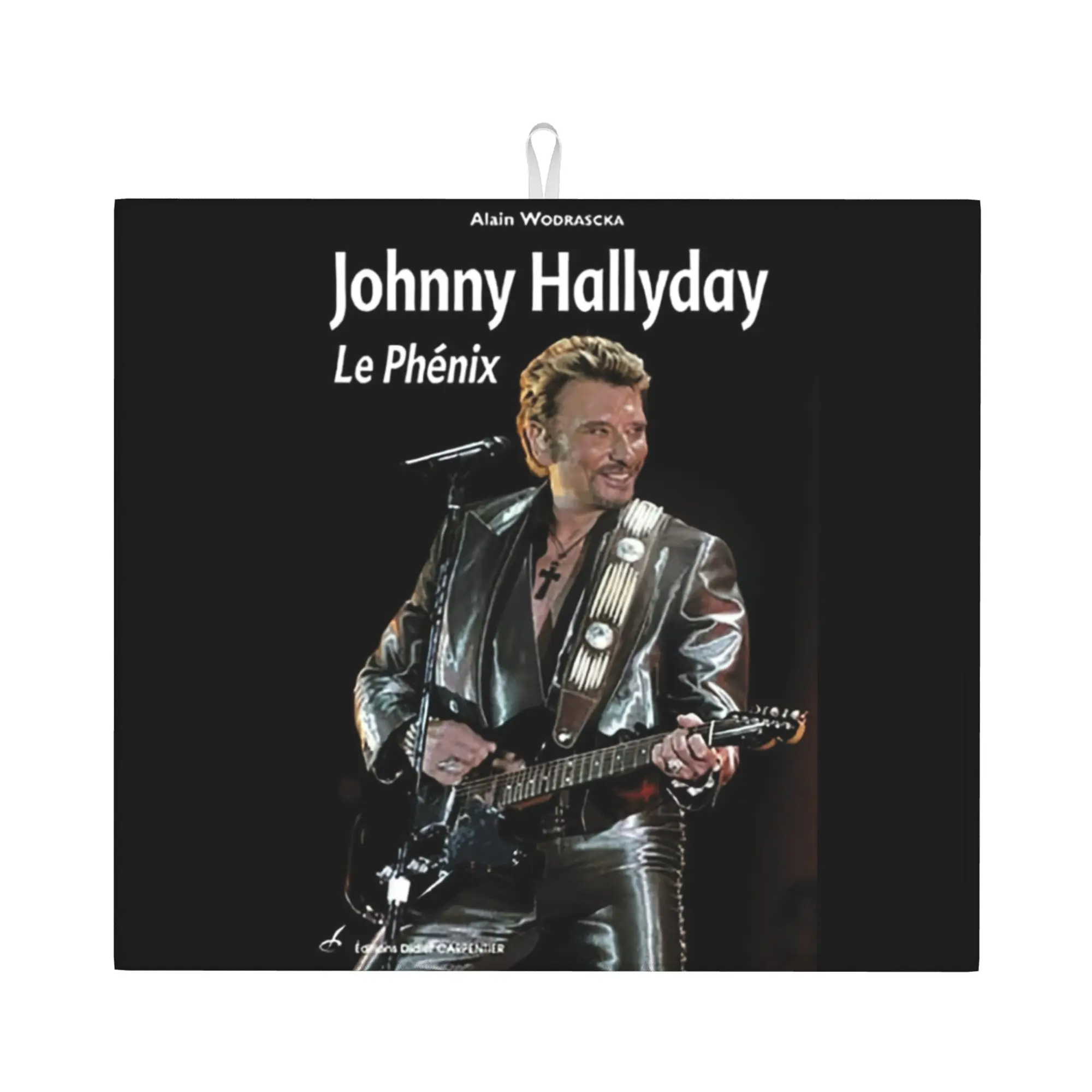 Drying Mat For Kitchen French Rock Singer Johnny Hallyday Water Absorbent Waterproof On Slip Kitchen Counter Protector Mat