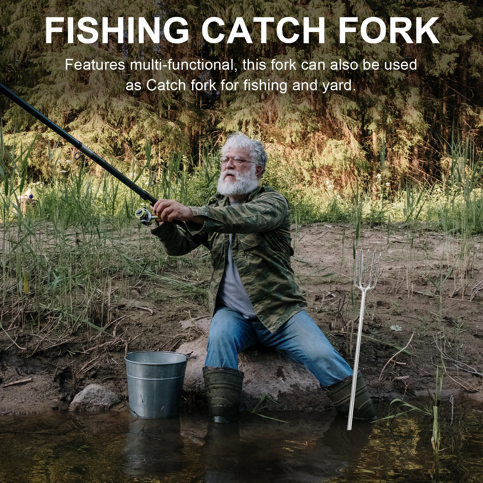 

Multi-Purpose Stainless Steel Fish Spear Silver Coarse Tackle Fork Hunting Spear Fishing Tool Outdoor Gift barb fork